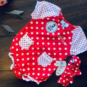 Minnie Mouse 18mo onesie with matching hairband